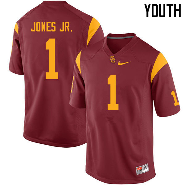 Youth #1 Velus Jones Jr. USC Trojans College Football Jerseys Sale-Cardinal